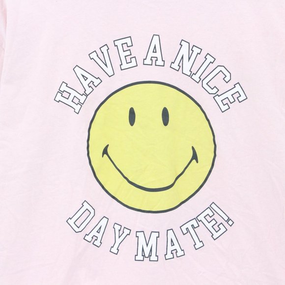 Smiley Originals T-Shirt Women's Casual Pink Short Sleeve Happy Face Graphic L - Picture 4 of 9